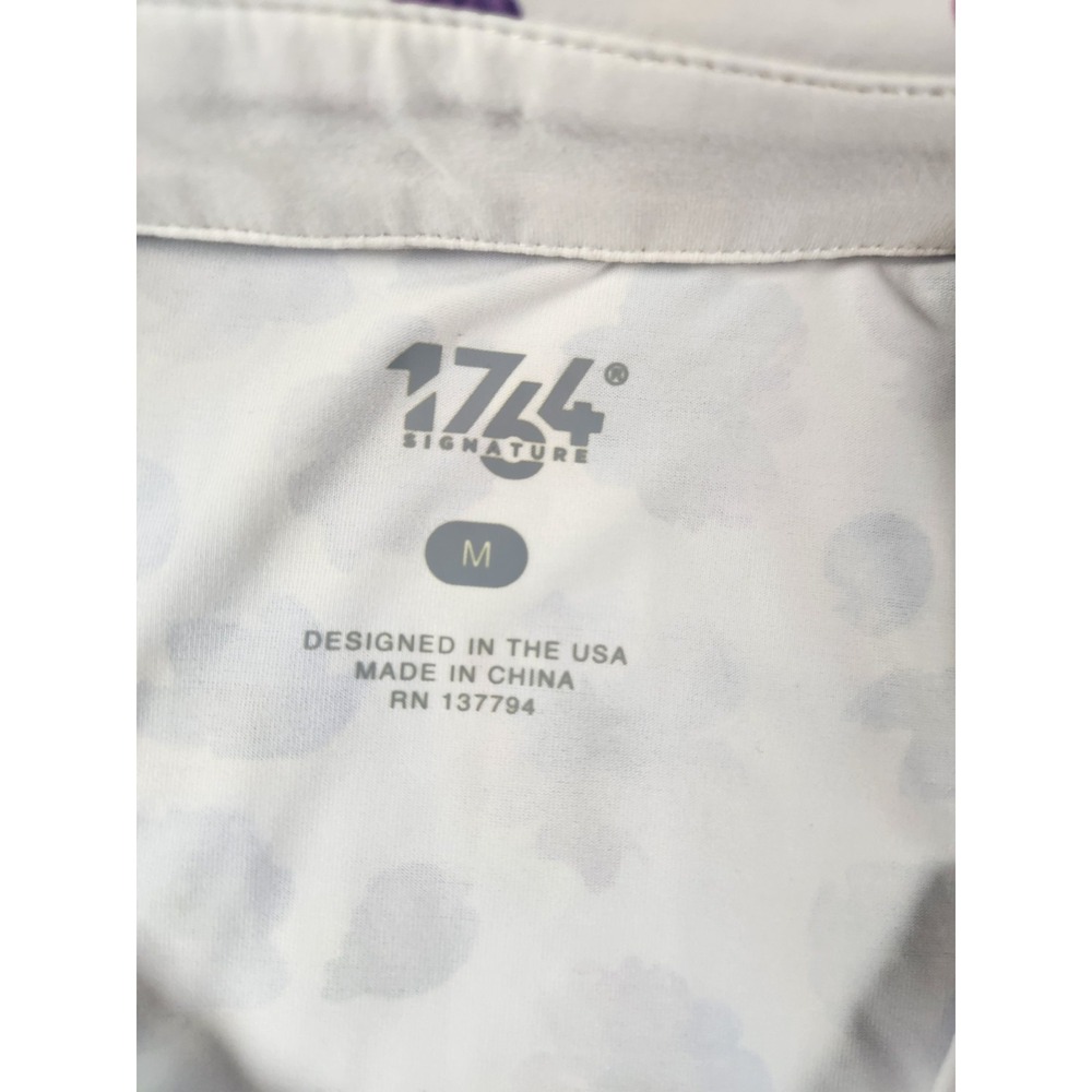 1764 Polo Shirt Womens Medium Floral Print AOP Golf Jersey Performance Stretch M - Picture 4 of 6
